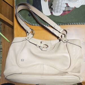 Born Cream Leather Shoulder Bag